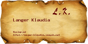Langer Klaudia névjegykártya
